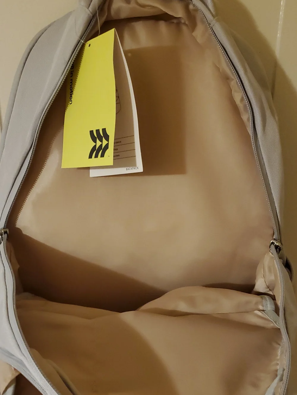 NWT All in Motion Light Gray Backpack 15